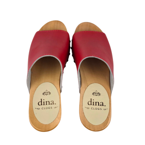 DINA Dina Wooden sandals Red with studs
