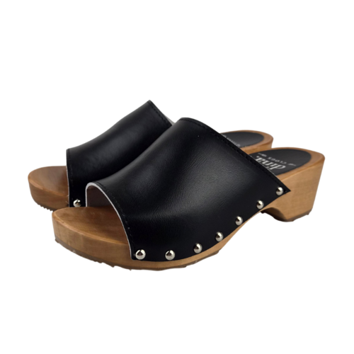 DINA Dina Houten sandalen zwart met studs