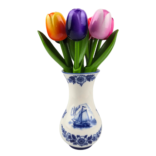 tulpenvaasje 15cm Holland/Amsterdam (met of zonder tulpen in mix)