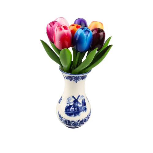 tulpenvaasje 15cm Holland/Amsterdam (met of zonder tulpen in mix)
