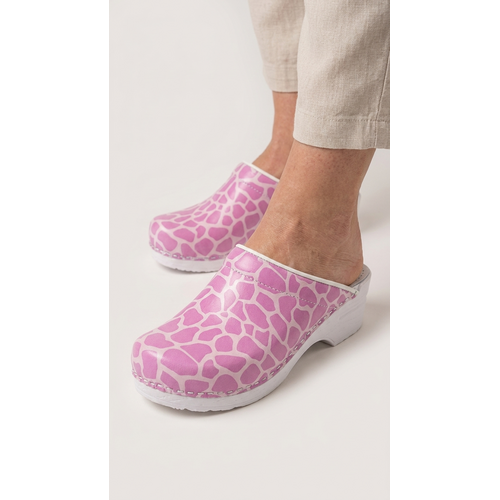 DINA Medical clogs with PU sole - Pink Giraffe
