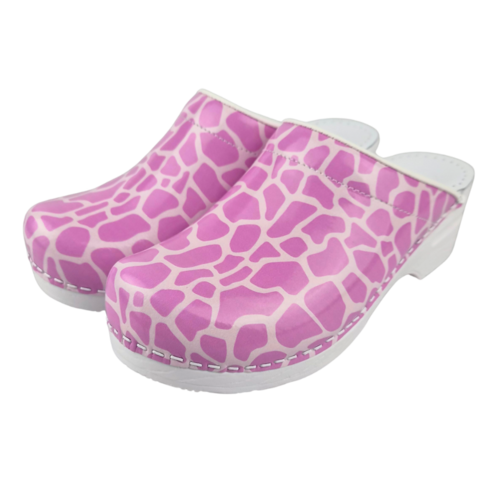 DINA Medische klompen met PU zool - Pink Giraffe