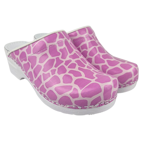 DINA Medical clogs with PU sole - Pink Giraffe