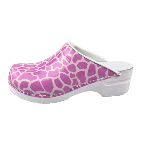 DINA Medical clogs with PU sole - Pink Giraffe