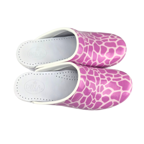 DINA Medische klompen met PU zool - Pink Giraffe