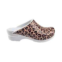Medical clogs with PU sole - Leopard skin