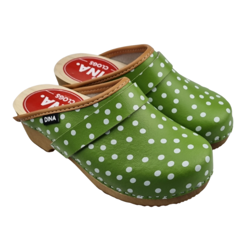 DINA DINA leather clogs Green dots