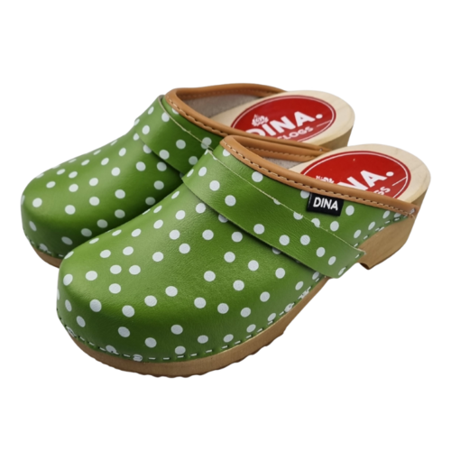 DINA DINA leather clogs Green dots
