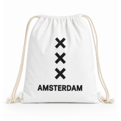 Draw string bag Amsterdam XXX white