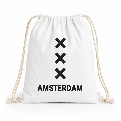 Amstel bags Rugtas katoen Amsterdam XXX wit
