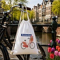 Rugtas katoen Fiets met tulpen wit
