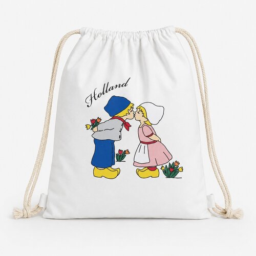 Draw string bag kissing couple white