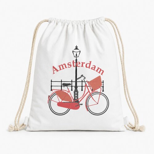 Rugtas katoen Fiets wit