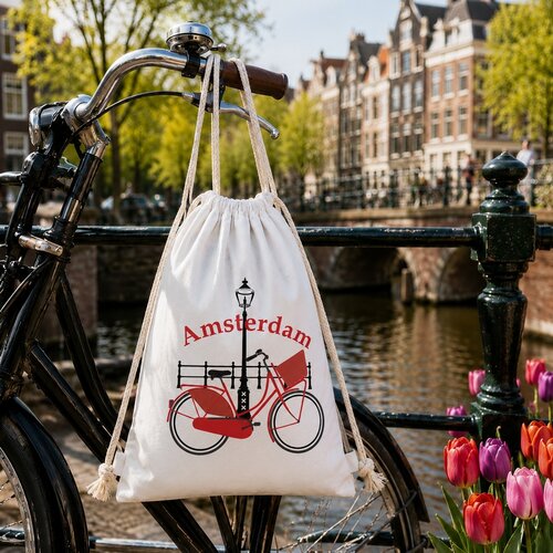 Rugtas katoen Fiets wit