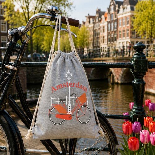 Draw string bag bike gray