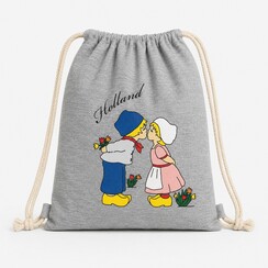 Draw string bag kissing couple gray