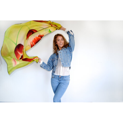 Irene Tulip scarfs Tulpensjaal/Omslagdoek Geel 170*70cm
