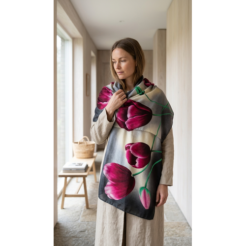 Irene Tulip scarfs Tulip scarf/shawl Gray 170*70cm
