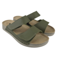 Leon Footwear Sandalen olijfgroen - dubbele band - materiaal: Leer & Polyurethaan