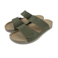 Leon Footwear Sandalen olijfgroen - dubbele band - materiaal: Leer & Polyurethaan