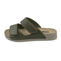 Leon Footwear Sandalen olijfgroen - dubbele band - materiaal: Leer & Polyurethaan