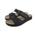 Leon Footwear Sandalen zwart - dubbele band - materiaal: Leer & Polyurethaan