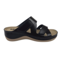 Leon Footwear Laura sandals black - double strap - material: Leather & Polyurethane