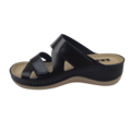 Leon Footwear Sandalen Laura zwart - dubbele band - materiaal: Leer & Polyurethaan