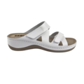 Leon Footwear Sandalen Laura wit - dubbele band - materiaal: Leer & Polyurethaan
