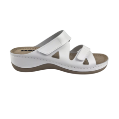 Sandalen Laura wit - dubbele band - materiaal: Leer & Polyurethaan