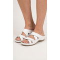 Leon Footwear Sandalen Laura wit - dubbele band - materiaal: Leer & Polyurethaan