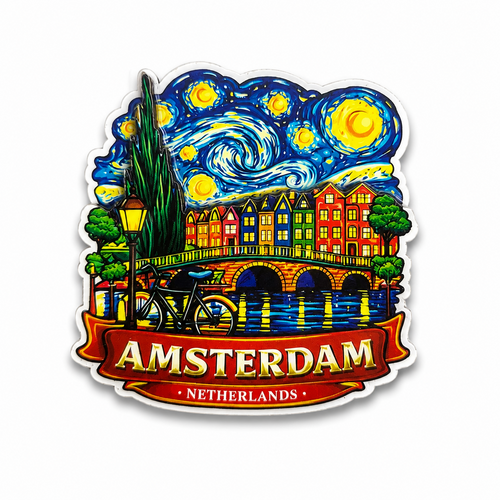 Epoxy Magneet Amsterdam starry sky (bestel per 12 stuks)