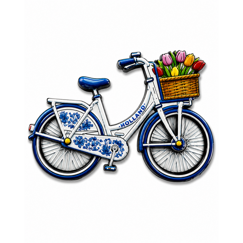 Epoxy Magneet Holland bike Delftsblauw wit (bestel per 12 stuks)