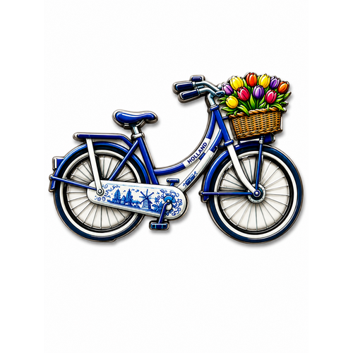 Epoxy Magneet Holland bike Delftsblauw blauw (bestel per 12 stuks)