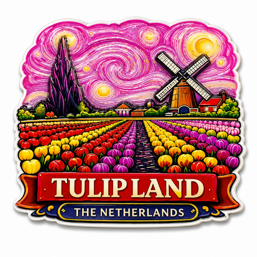 Epoxy Magnet Tulip Land pink sky (order per 12pcs)