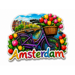 Epoxy Magneet Amsterdam bike tulips (bestel per 12 stuks)