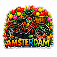 Epoxy Magneet Amsterdam bike flowerparty (bestel per 12 stuks)