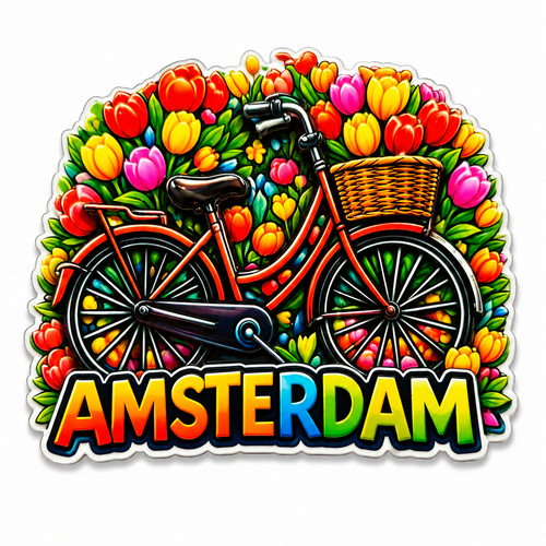 Epoxy Magnet Amsterdam bike flowerparty (order per 12pcs)