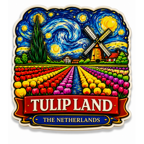 Epoxy Magneet Tulip Land blue sky (bestel per 12 stuks)