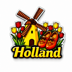 Epoxy Magneet  Holland molen klompen tulpen (bestel per 12 stuks)