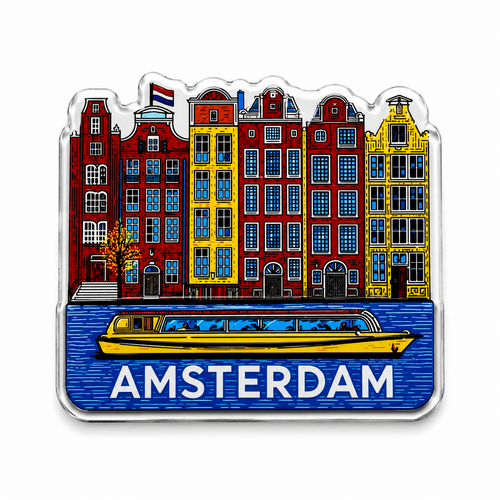 Epoxy Magneet  Amsterdam rondvaartboot (bestel per 12 stuks)