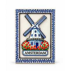 Epoxy Magneet Delftsblauwe lijst Windmolen (bestel per 12 stuks)