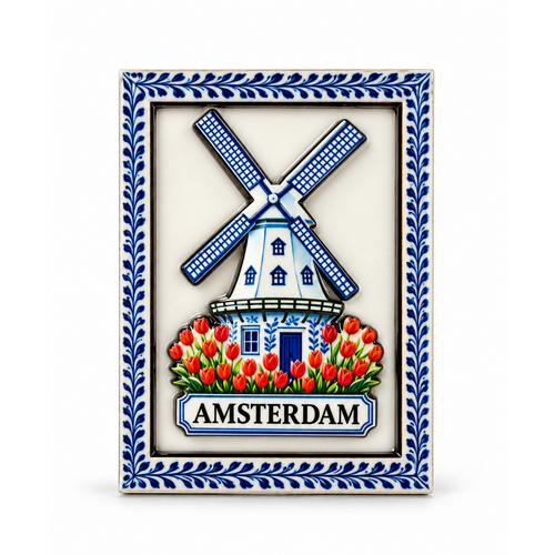 Epoxy Magneet Delftsblauwe lijst Windmolen (bestel per 12 stuks)