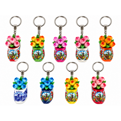 Woodenshoe keyhanger + tulips - all colors on one page
