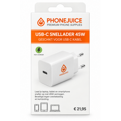 USB-C snellader 45W - Adapter wit