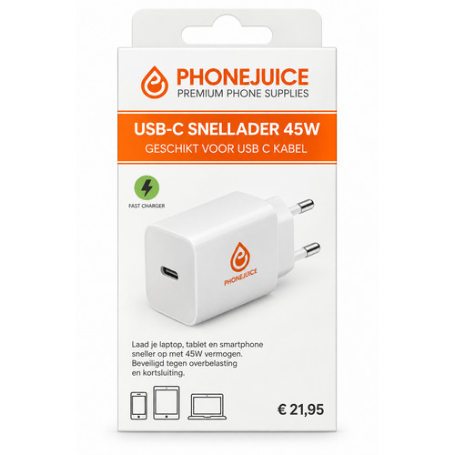 USB-C snellader 45W - Adapter wit