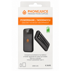 Powerbank zwart - 6000 mah