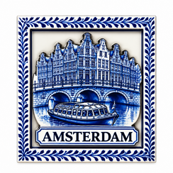 Epoxy Magnet Delftblue tile Boat + houses Amsterdam (order per 12pcs)