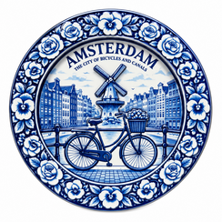 Epoxy Magnet Delftblue tile Bike + windmill Amsterdam circle (order per 12pcs)