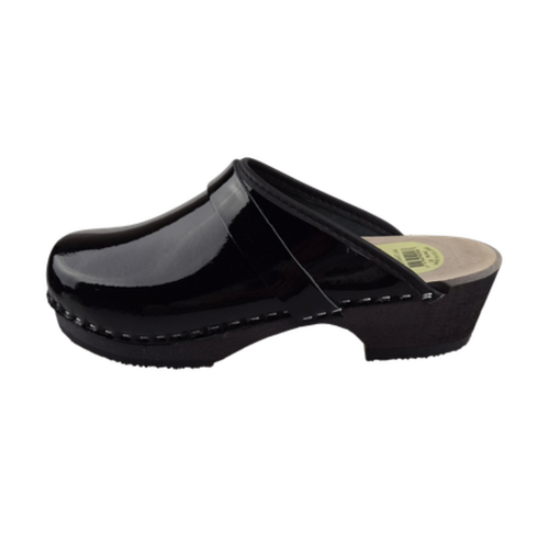 SIMSON Swedish Clogs Black Patent Leather